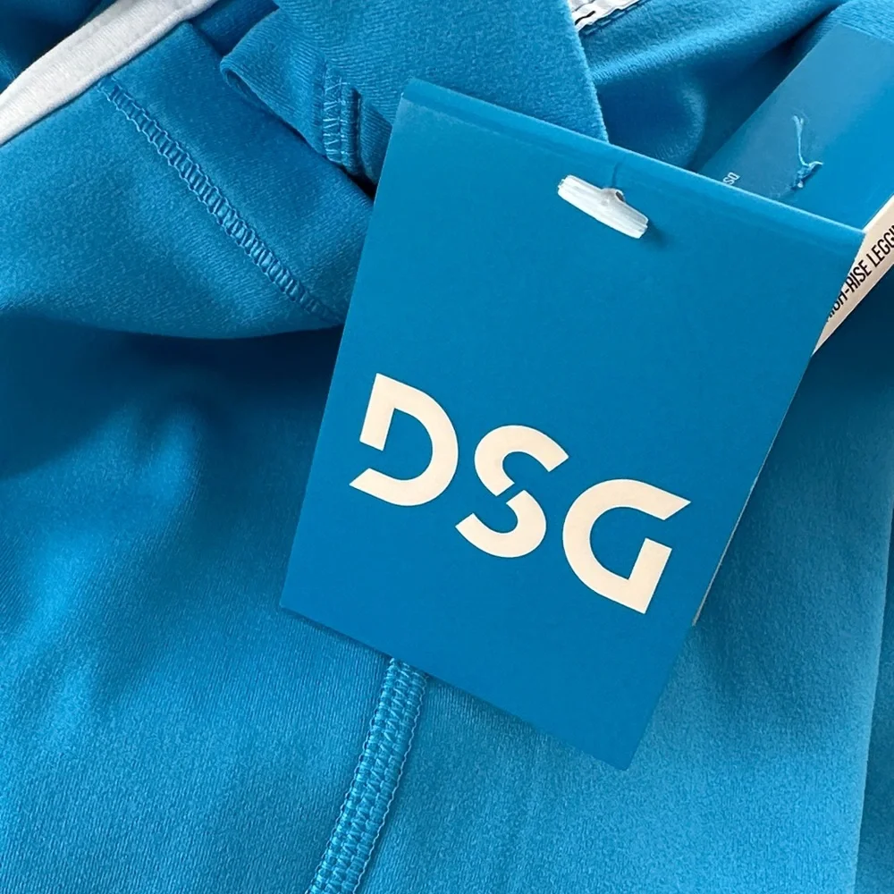 DSG Girls' Momentum High-Rise Leggings in Aqua Blue with White Stripes